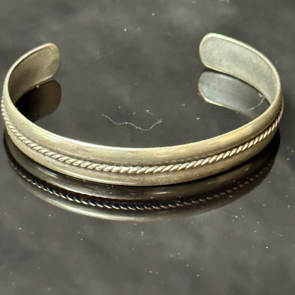 Sterling Silver Mexico Mexican Cuff Bracelet 925 solid tested Mexicana small med - Picture 5 of 8